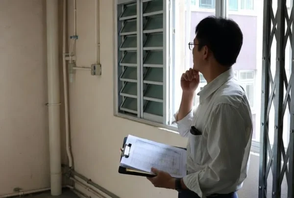 EJW窗安妥QP檢查人員觀察樓宇公共部份鋁窗 強制驗窗MWIS現場檢驗 專業記錄過程